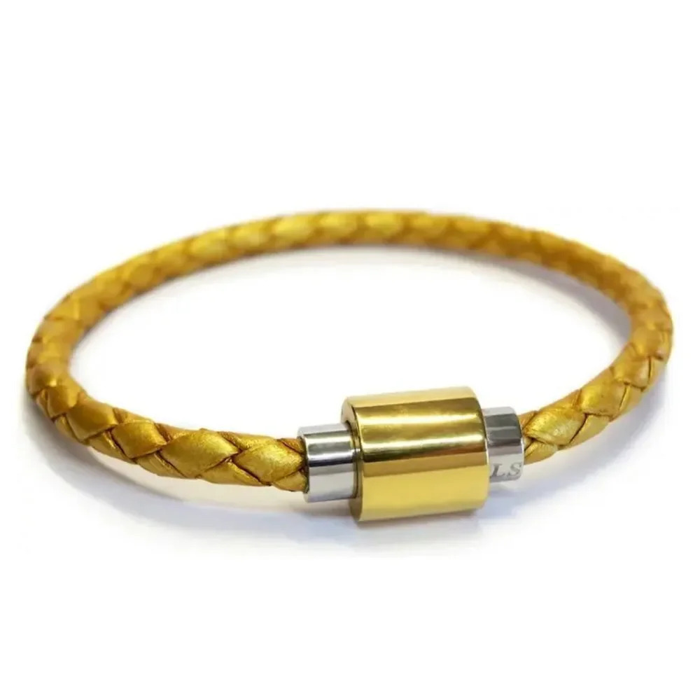 Liza Schwartz 18K gold Plated Sterling Silver Braided Leather  bracelet